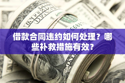 武汉借款合同违约如何处理？哪些补救措施有效？