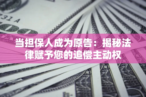 武汉当担保人成为原告：揭秘法律赋予您的追偿主动权